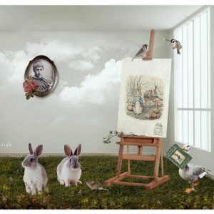 collage beatrix potter illustration